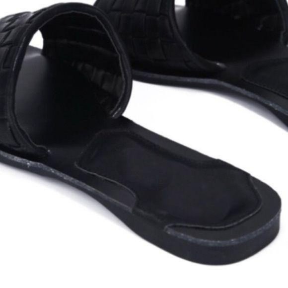 Slip On Square Toe Sandals in Black - Picture 3 of 6